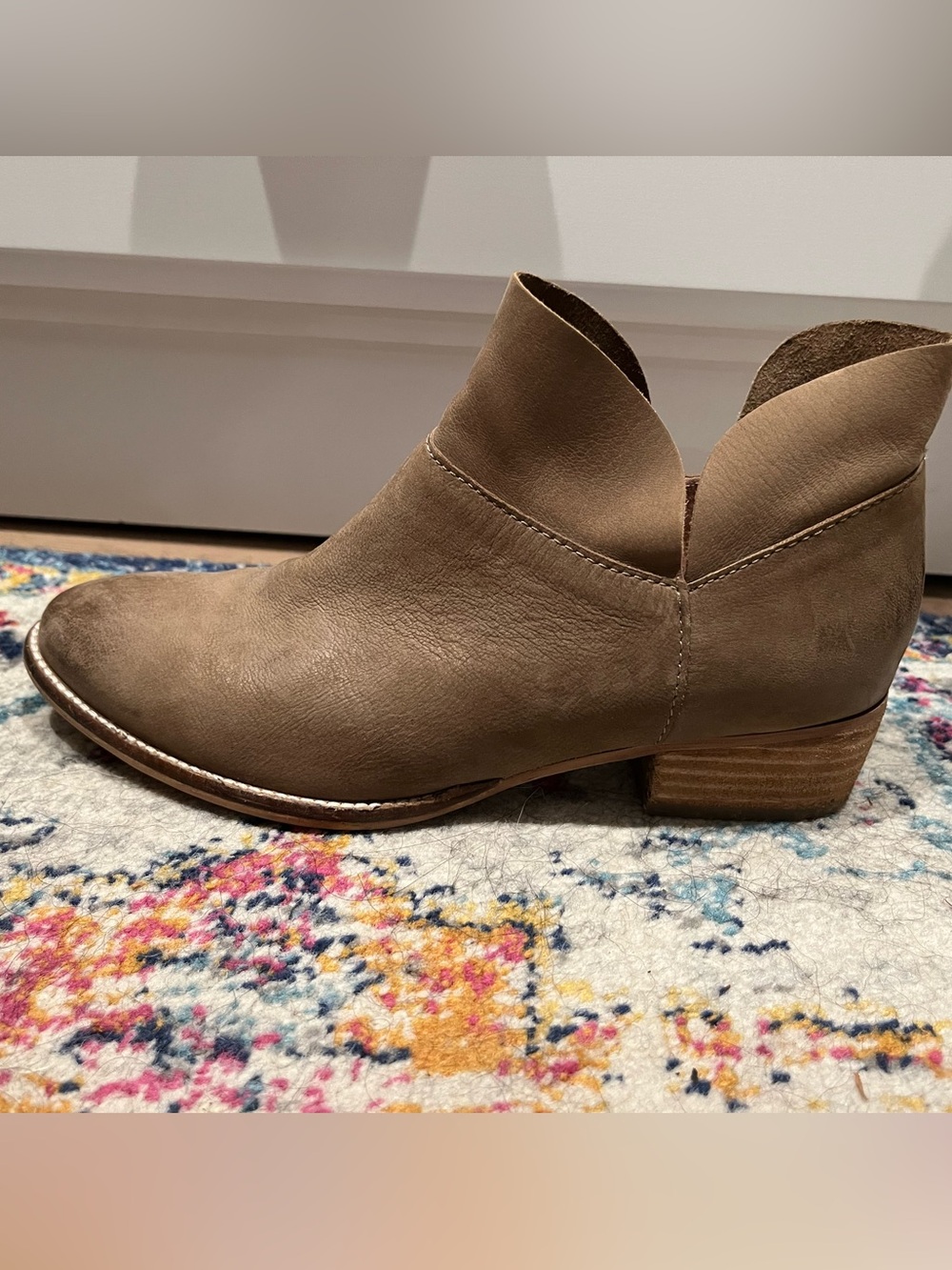 Seychelles Taupe V-Cut Ankle Booties